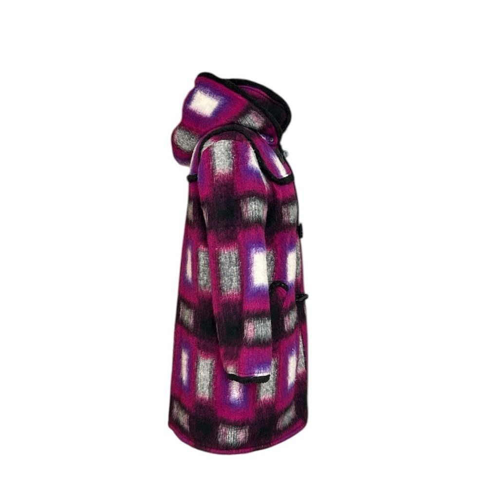Anna Sui Ombre Plaid Toggle Hooded Wool Blend Coat Jacket Women Size 6 - Picture 4 of 16